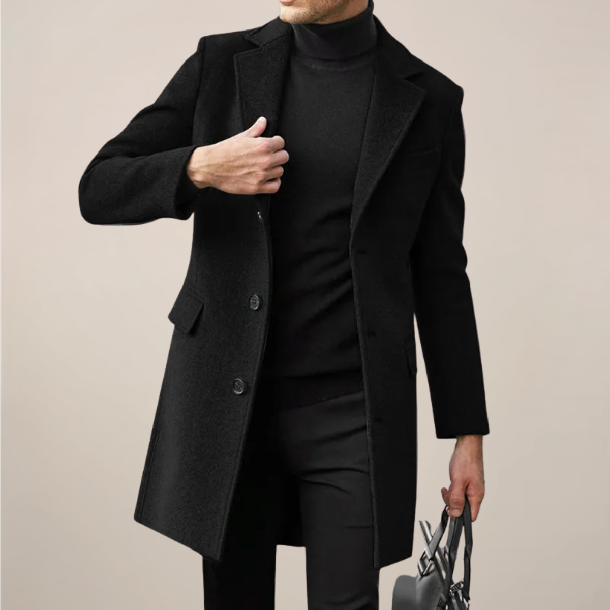 Classic Fit Men's Long Wool Coat - OutfitLondon