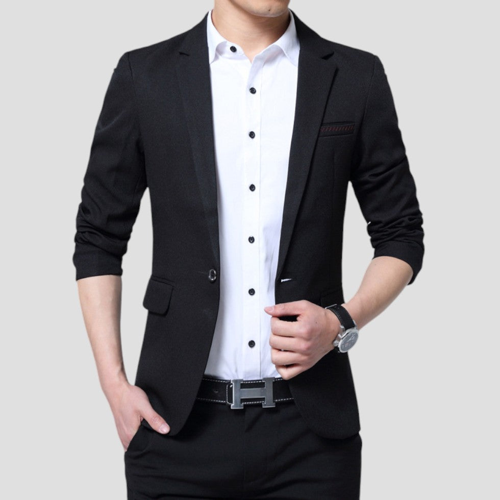 Slim Fit One Button Business Blazer - OutfitLondon
