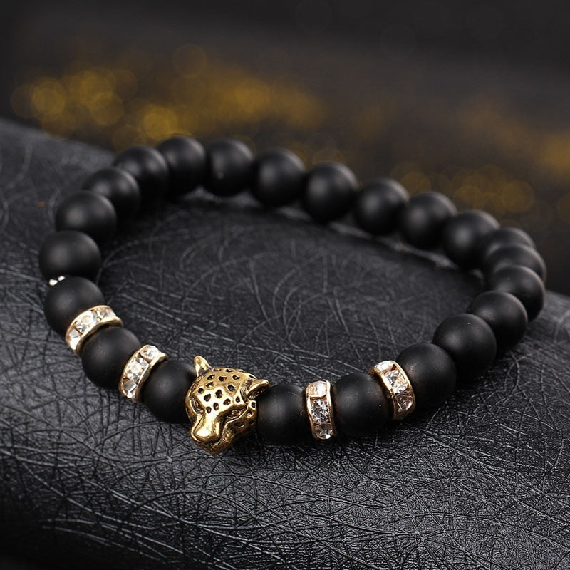 Men's Genuine Leather Wild Print Cuff Bracelet - OutfitLondon