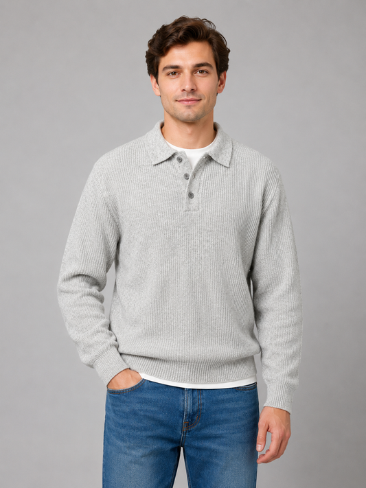 Men's Lightweight Knit Polo Collar Jumper