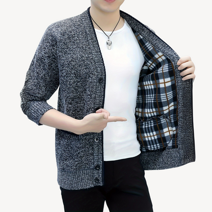 Classic Plaid Lined Mens Sweater