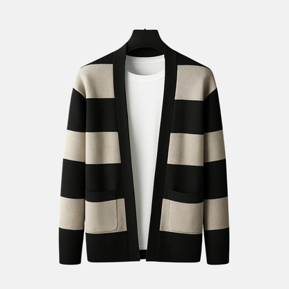 Classic Stripe Open Cardigan Sweater - OutfitLondon