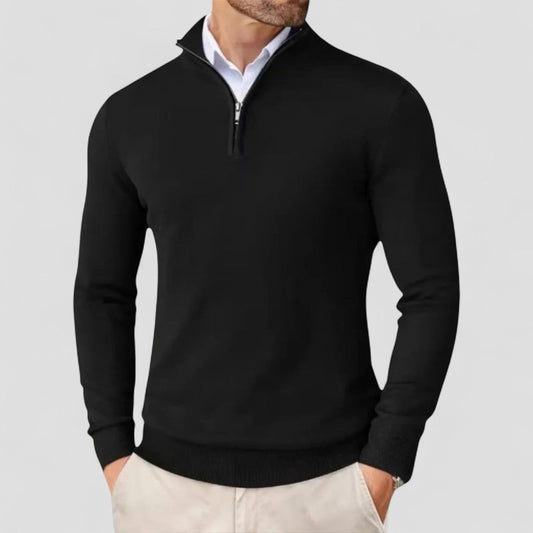 Men's Classic Zip Neck Pullover Sweater - OutfitLondon