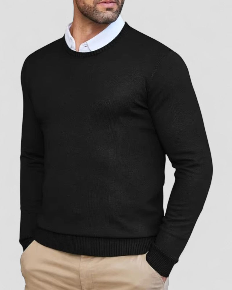 Simple Crew Neck Pullover Sweater - OutfitLondon