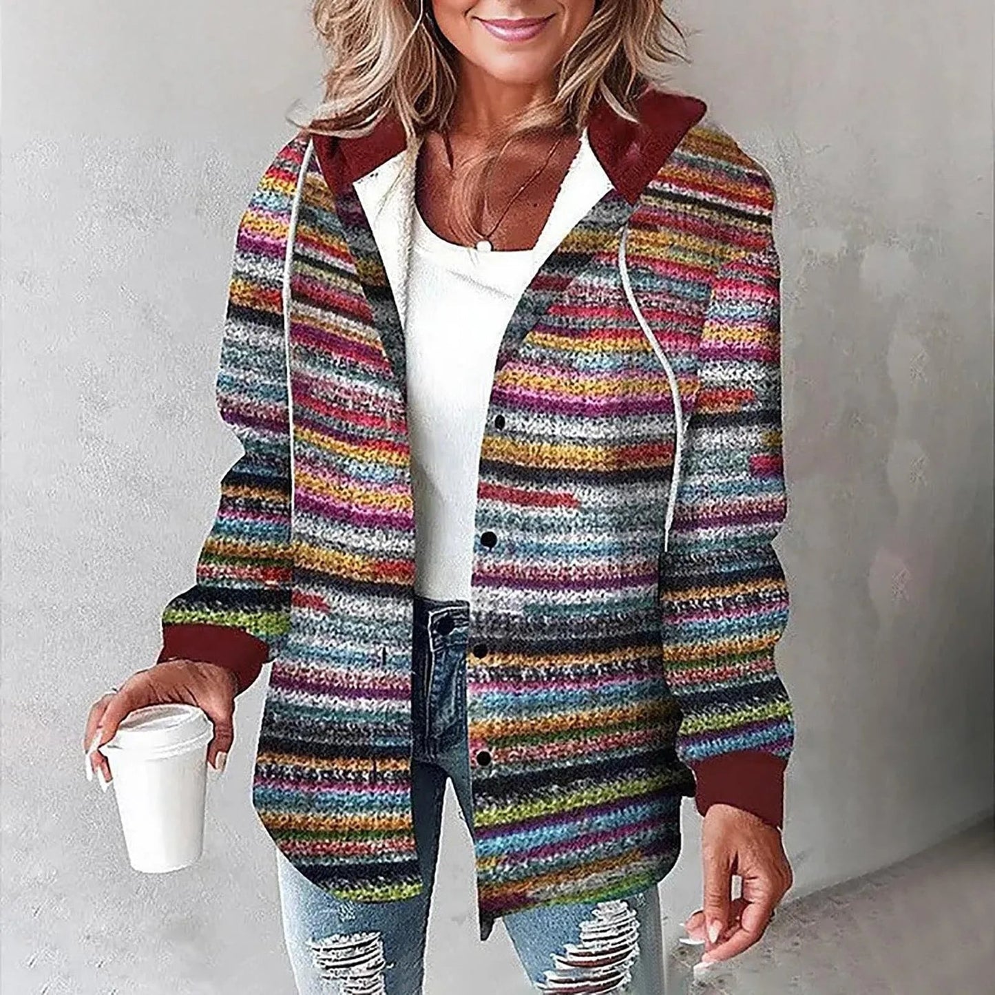 Women's Traditional Checked Wool Coat
