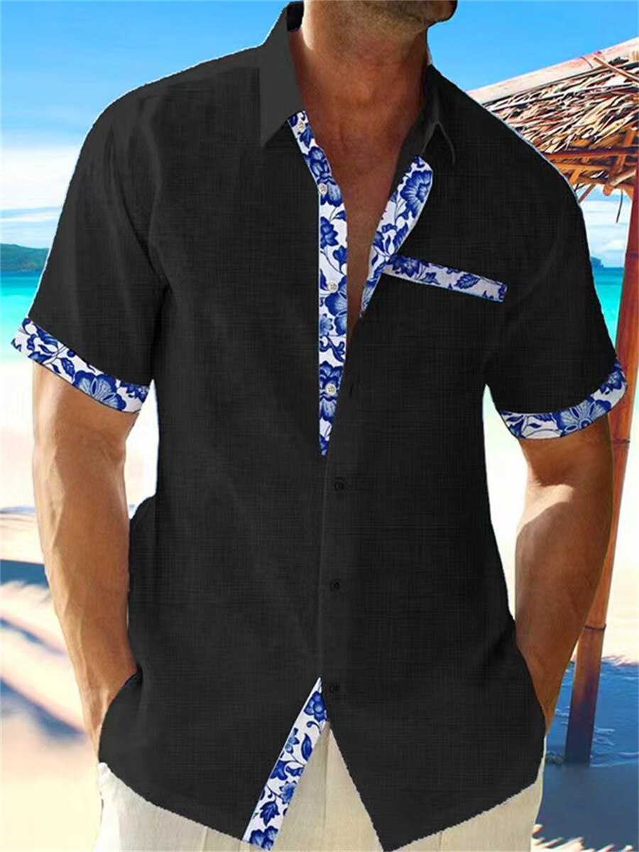 Casual Mens Hawaiian Style Dress Shirt