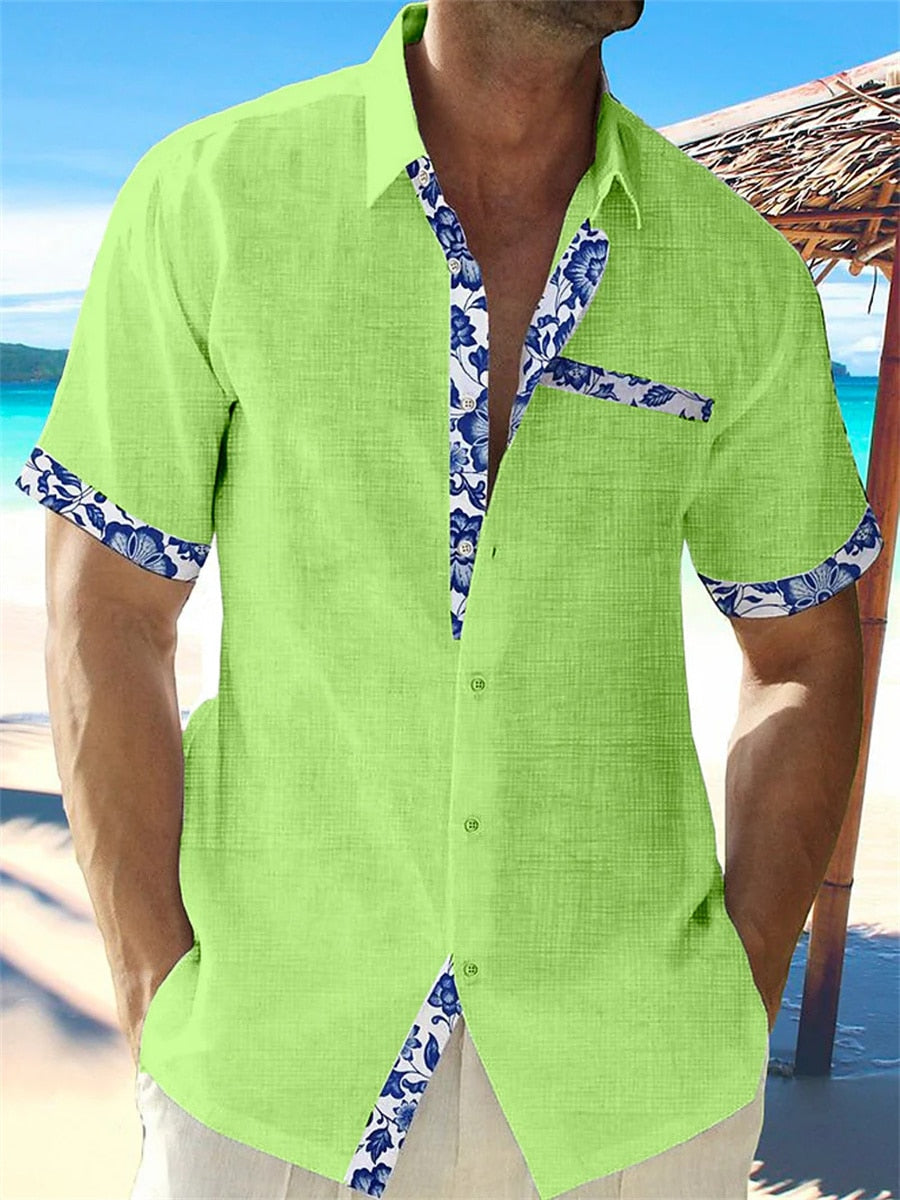 Casual Mens Hawaiian Style Dress Shirt