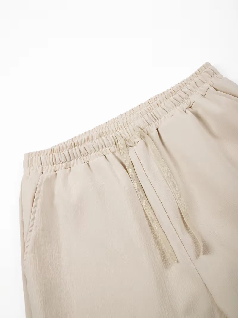 Men's Casual Pleated Elastic Waistband Cotton Shorts