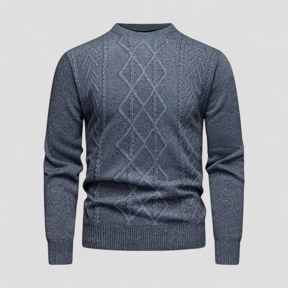 Men's Relaxed Fit Crew Neck Knit Sweater with Pattern