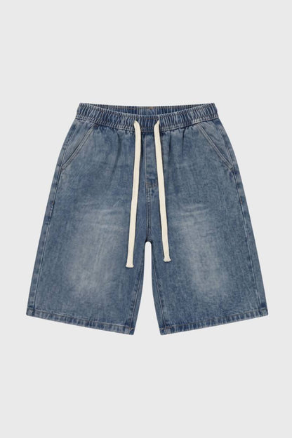 Men's Casual Denim Shorts with Drawstring Waist