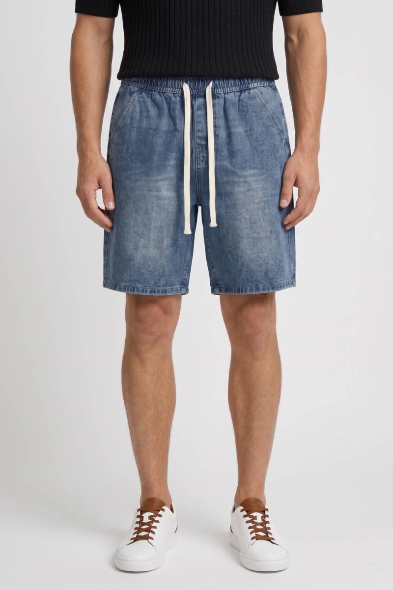 Men's Casual Denim Shorts with Drawstring Waist