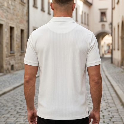 Men's Casual Ribbed Cotton Short Sleeve Polo Shirt
