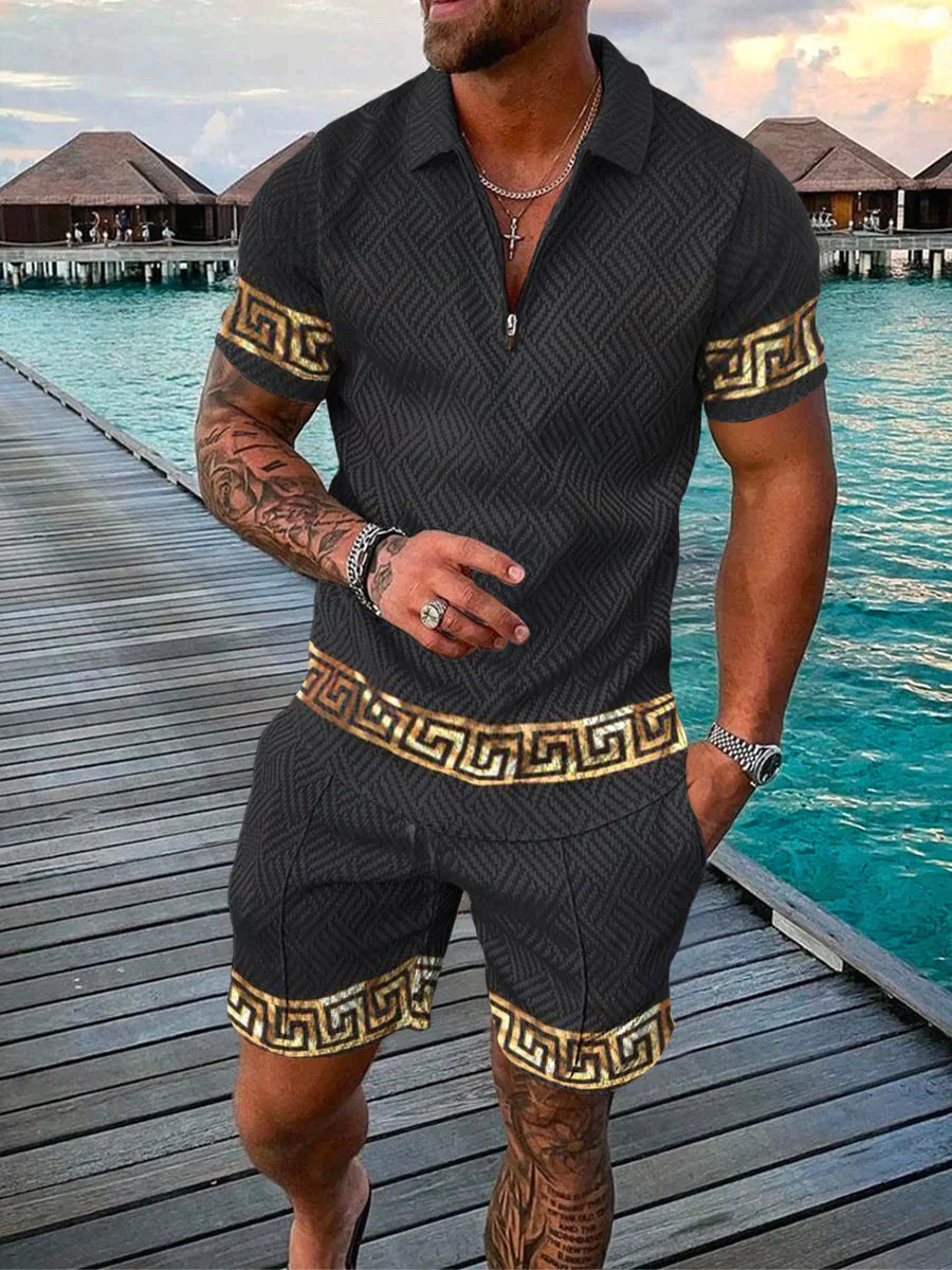 Relaxed Fit Mens 2 Piece Golf Shorts Set - OutfitLondon