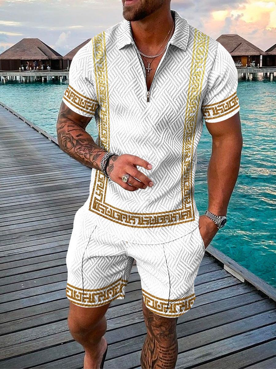 Relaxed Fit Mens 2 Piece Golf Shorts Set