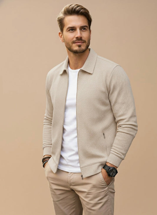 Men's Casual Zipper Cotton Vest with Stand-Up Collar