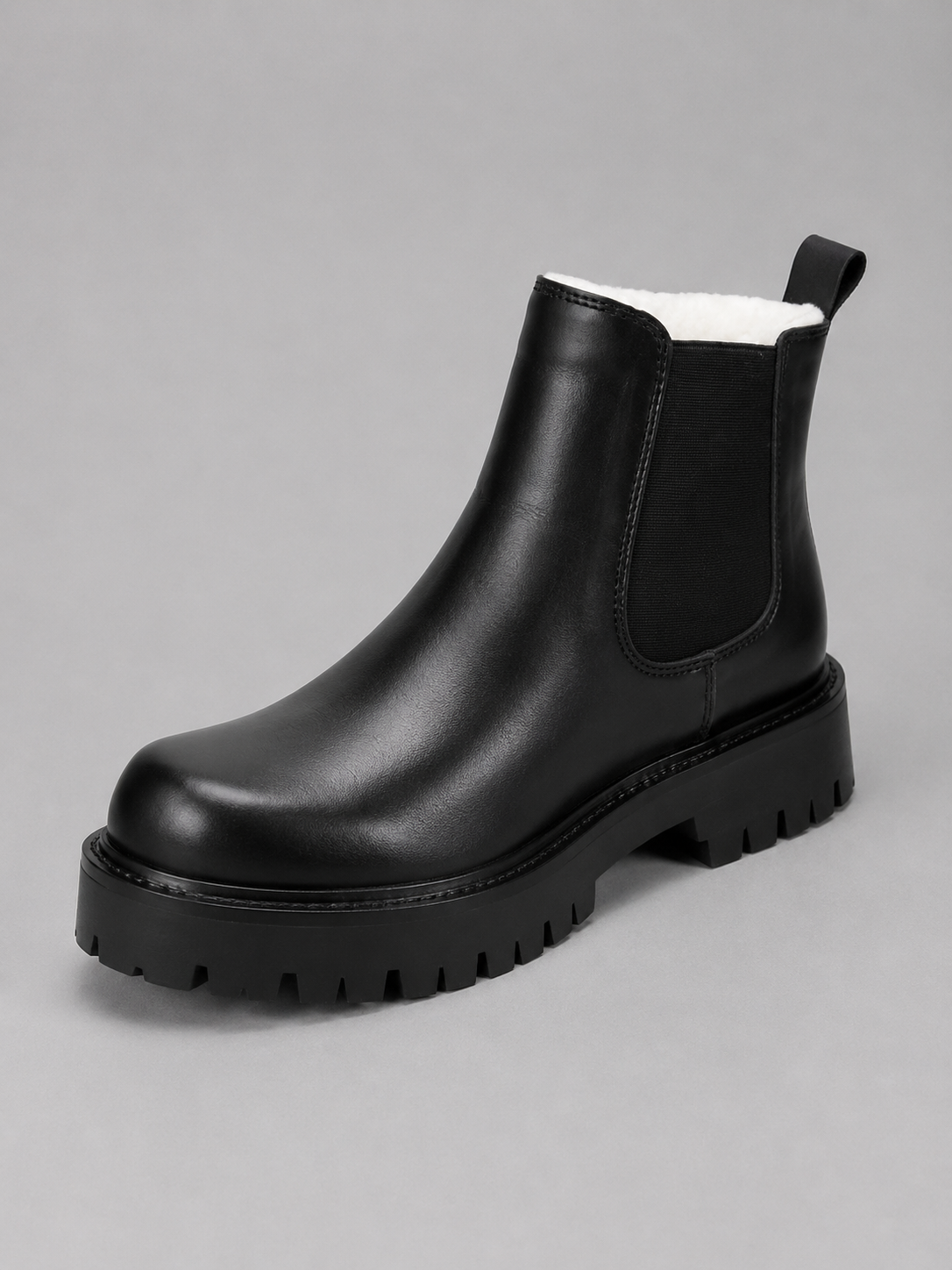 Men's Casual Leather Slip-On Chelsea Boots with Thick Sole