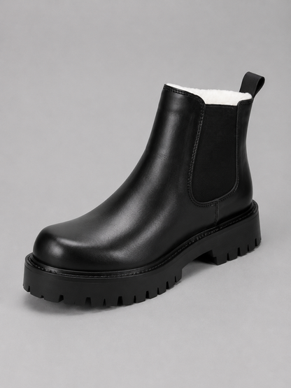 Men's Casual Leather Slip-On Chelsea Boots with Thick Sole