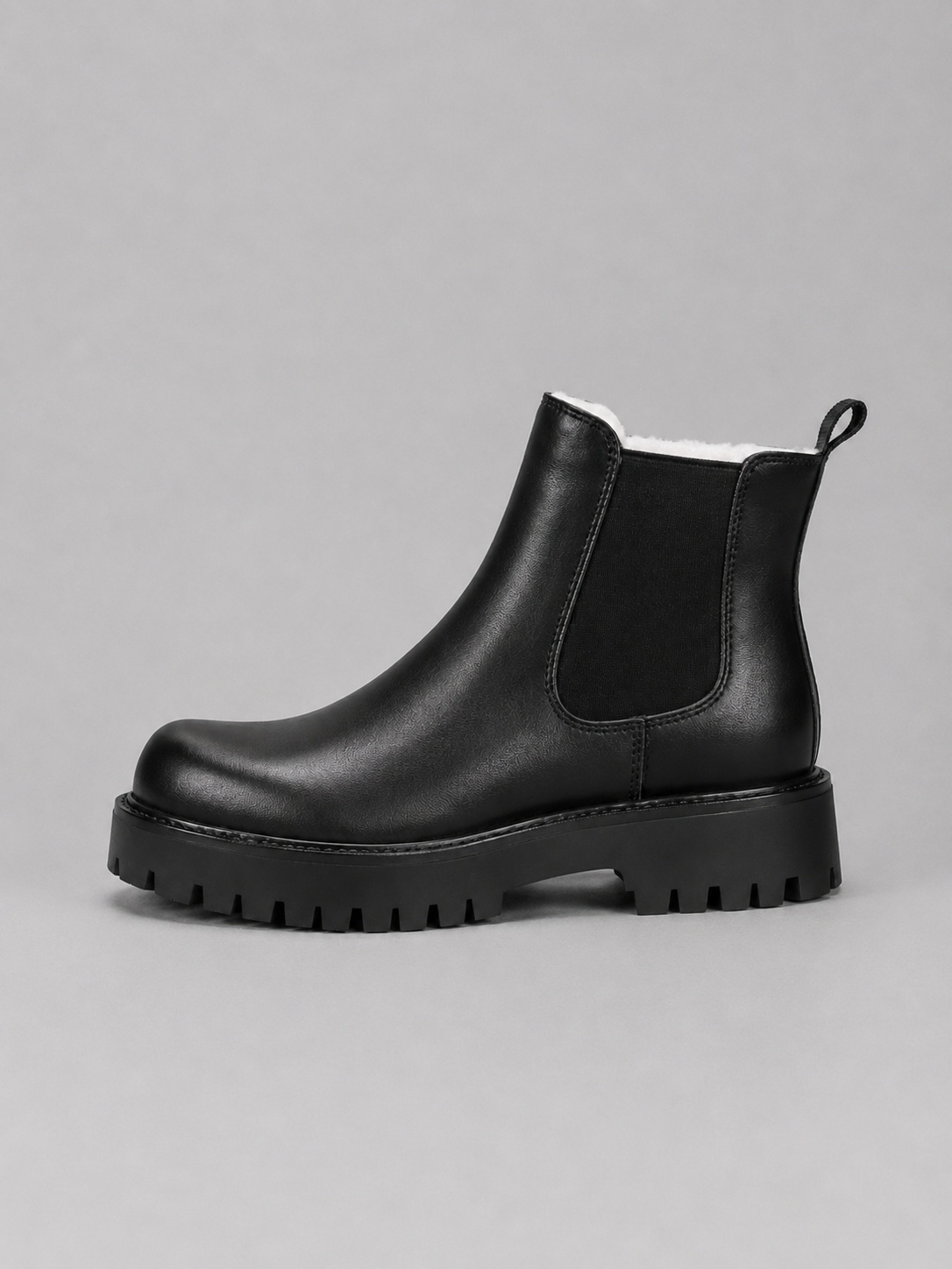 Men's Casual Leather Slip-On Chelsea Boots with Thick Sole
