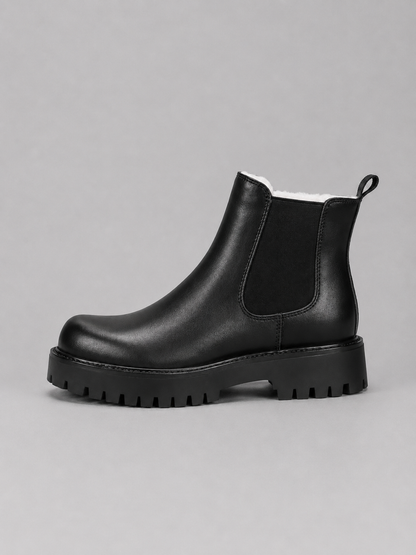 Men's Casual Leather Slip-On Chelsea Boots with Thick Sole
