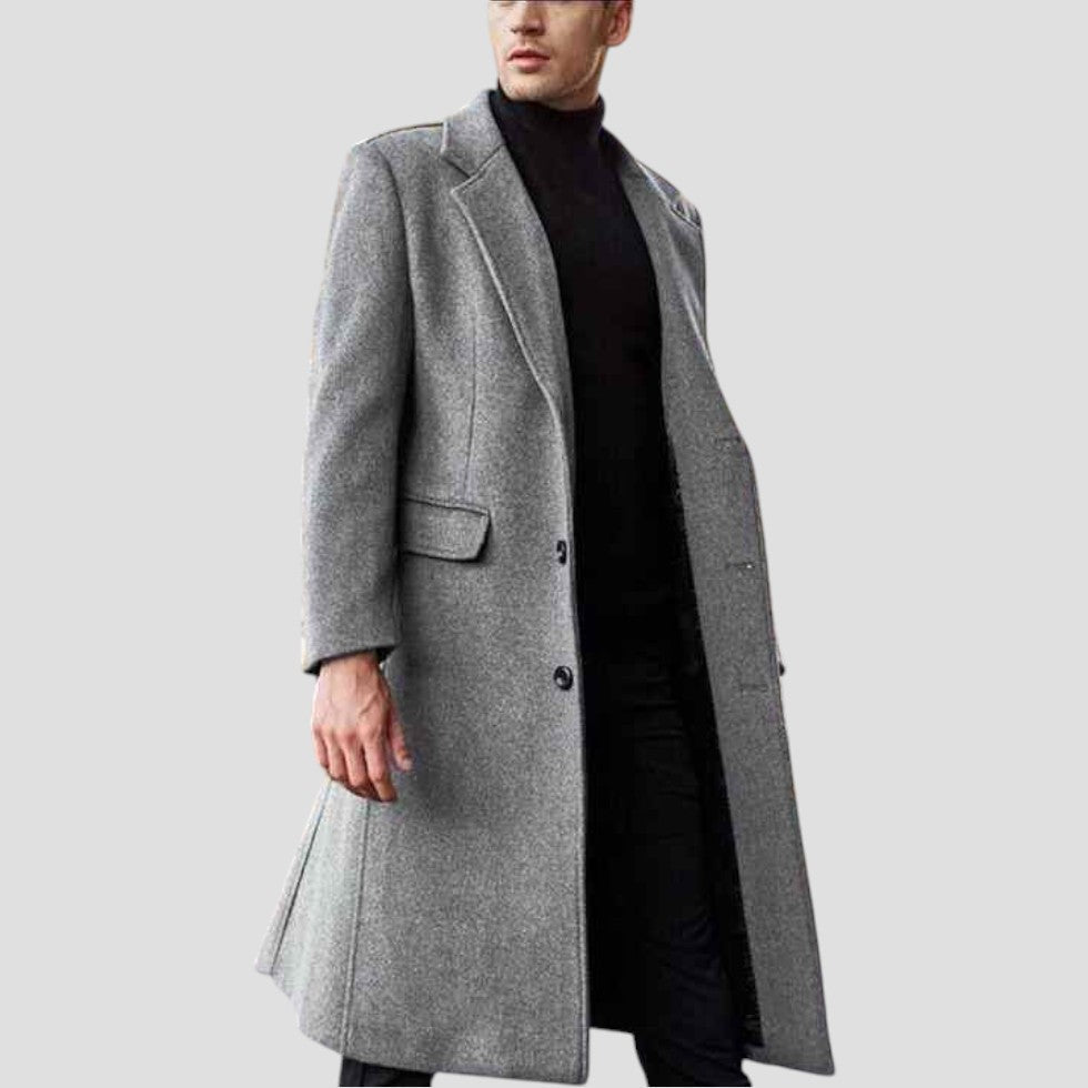 Classic Men's Double Breasted Wool Coat - OutfitLondon
