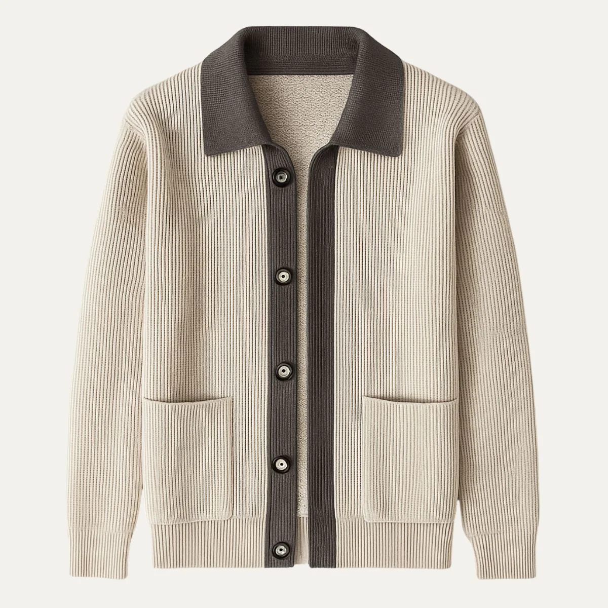 Soft Mens Crew Neck Cardigan with Pockets