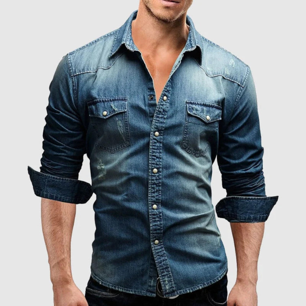 Slim Fit Mens Denim Long Sleeve Shirt