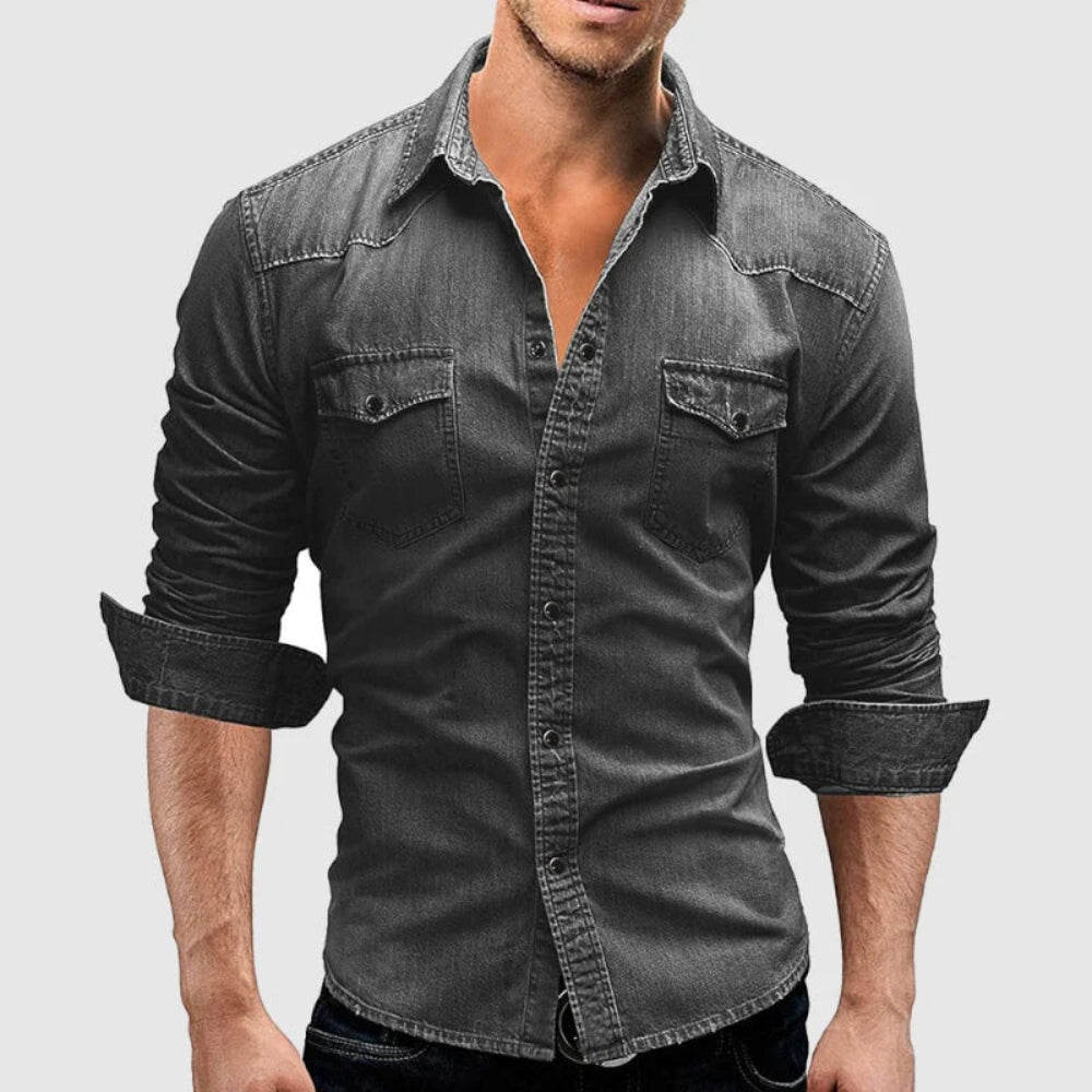 Slim Fit Mens Denim Long Sleeve Shirt