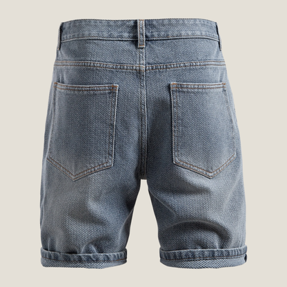 Men's Casual Denim Rolled Hem Shorts