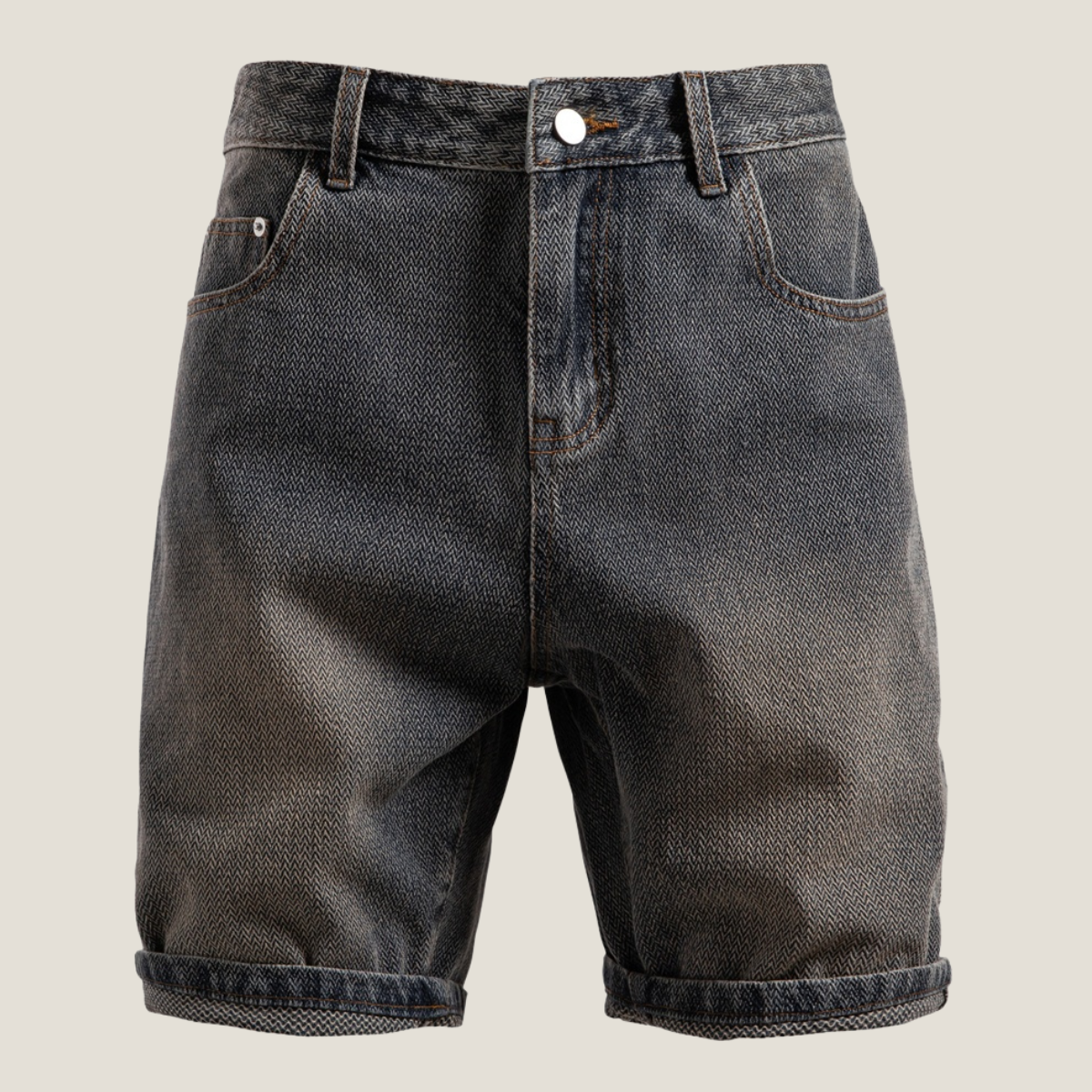 Men's Casual Denim Rolled Hem Shorts