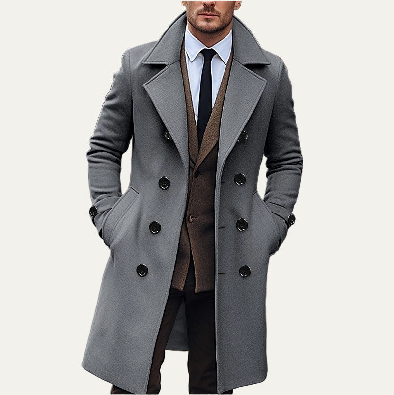 Classic Mens Wool Long Trench Coat