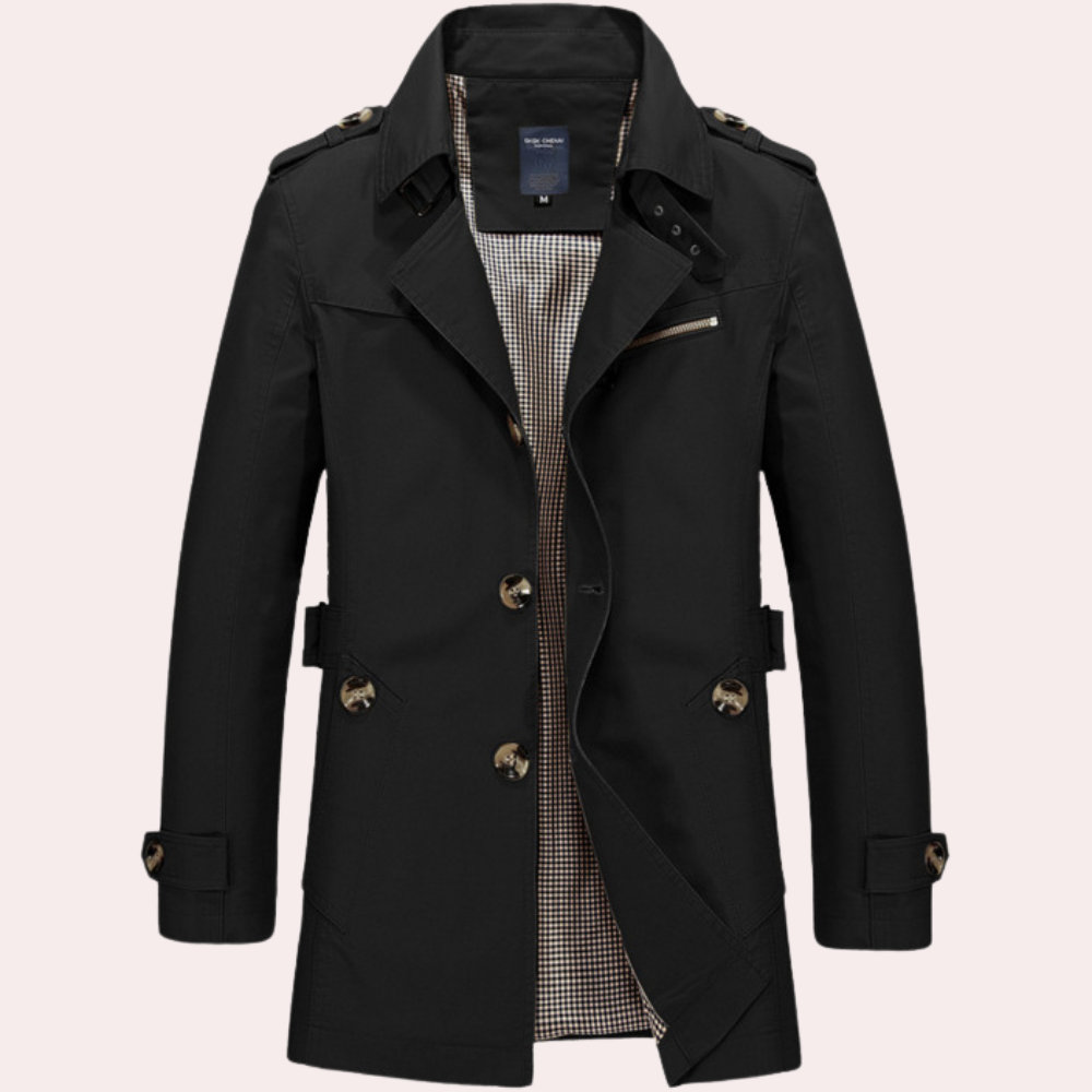Timeless Trench Coat for Men with Checked Inside