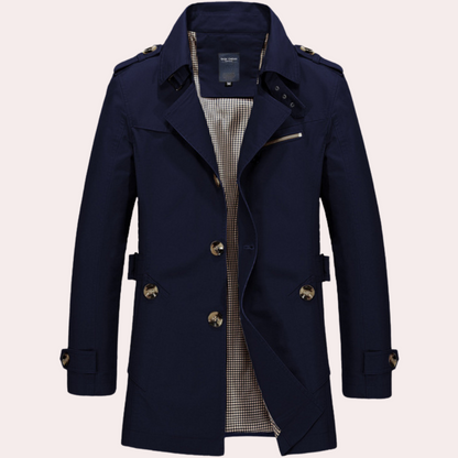 Timeless Trench Coat for Men with Checked Inside