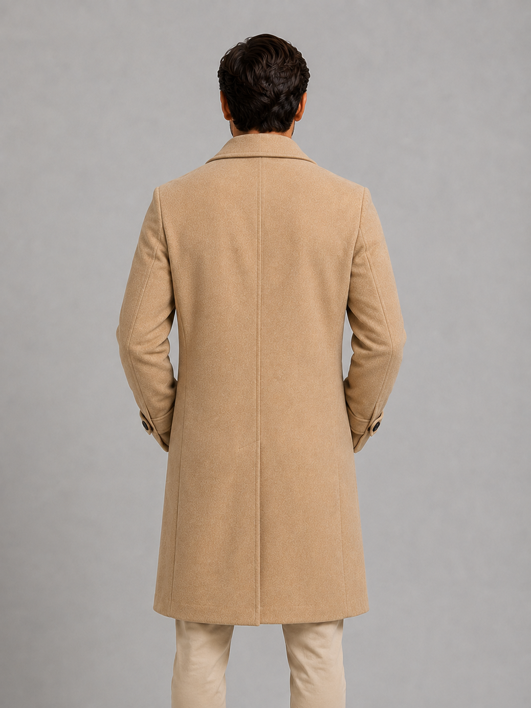Men's Classic Wool Blend Double Breasted Long Coat
