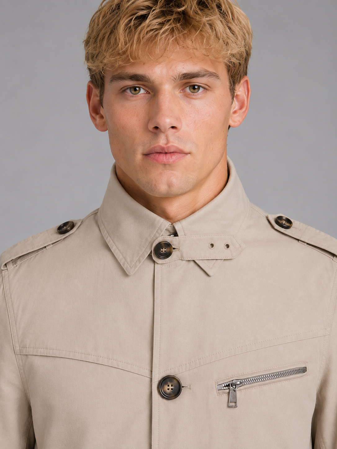 Men's Classic Wool Blend Double Breasted Trench Coat with Belt