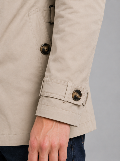 Men's Classic Wool Blend Double Breasted Trench Coat with Belt
