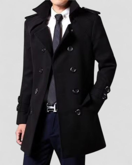 Men's Classic Long Wool Coat - OutfitLondon