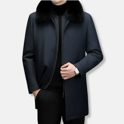 Men's Synthetic Fur Lined Zip Up Coat - OutfitLondon