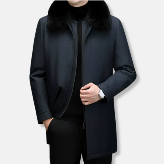 Men's Synthetic Fur Lined Zip Up Coat - OutfitLondon
