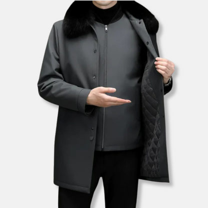 Men's Synthetic Fur Lined Zip Up Coat