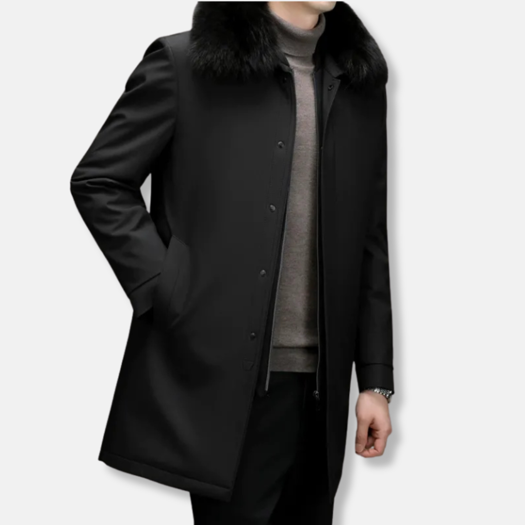 Men's Synthetic Fur Lined Zip Up Coat