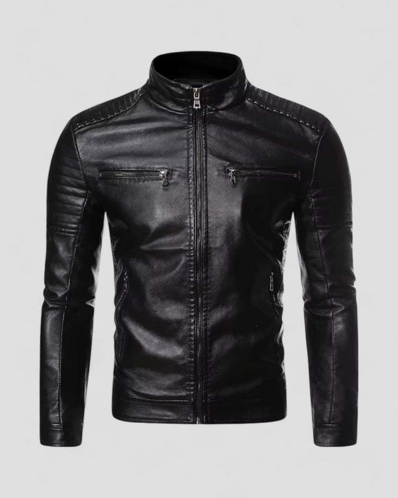 Men's Synthetic Leather Slim Fit Motorcycle Jacket - OutfitLondon