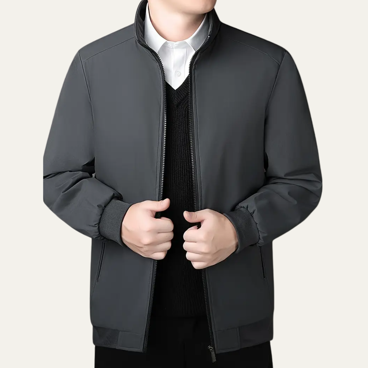 Relaxed Fit Zip Up Bomber Jacket - OutfitLondon