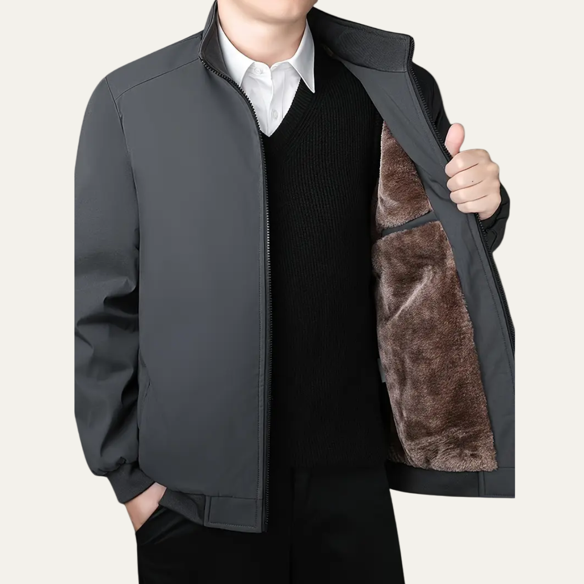 Relaxed Fit Zip Up Bomber Jacket
