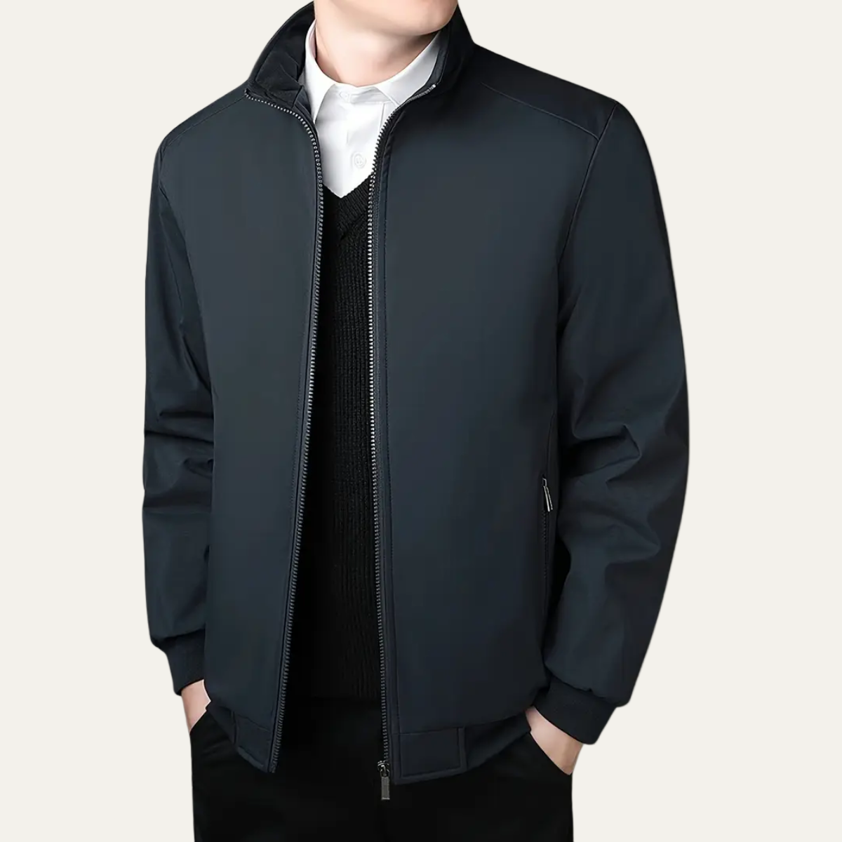 Relaxed Fit Zip Up Bomber Jacket
