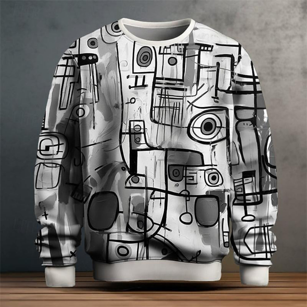 Trendy Mens Printed Crew Neck Sweater