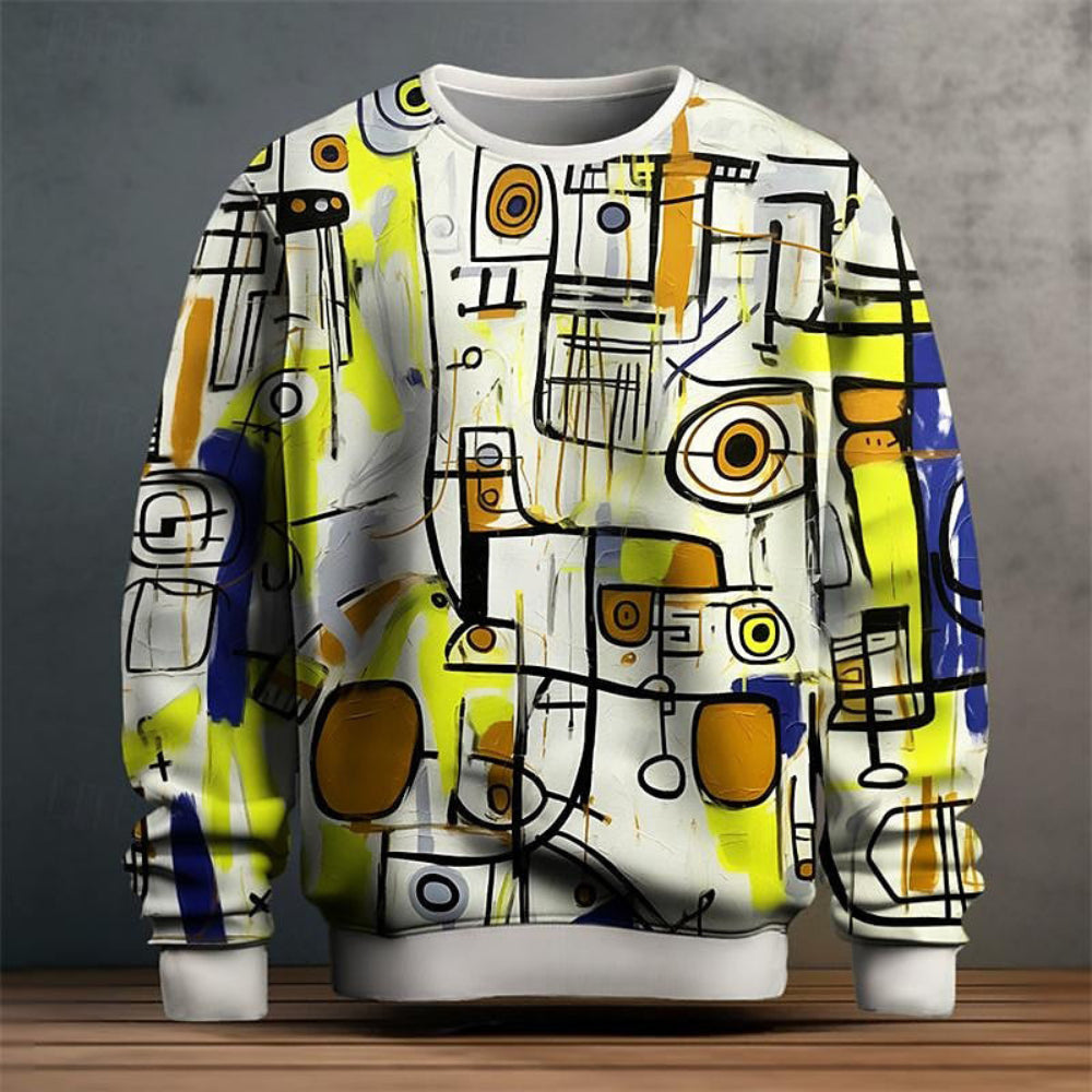 Trendy Mens Printed Crew Neck Sweater