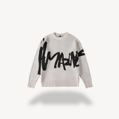 Large Graphic Crew Neck Sweater - OutfitLondon