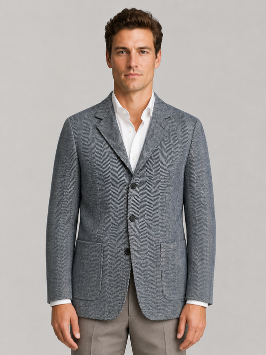 Men's Smart Tailored Herringbone Blazer Jacket