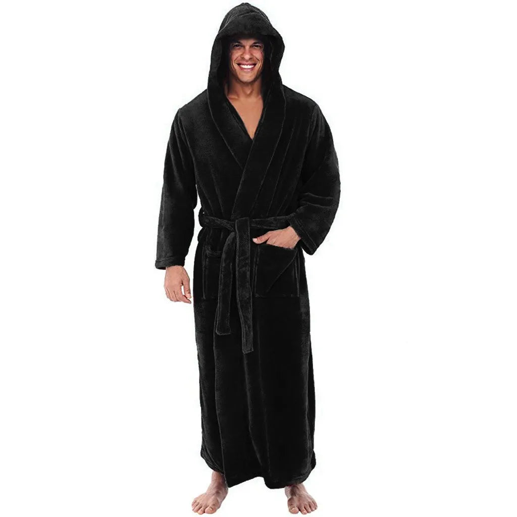 Cozy Fleece Hooded Robe for Men