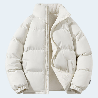 Warm Men's Puffer Coat with Fleece Lining